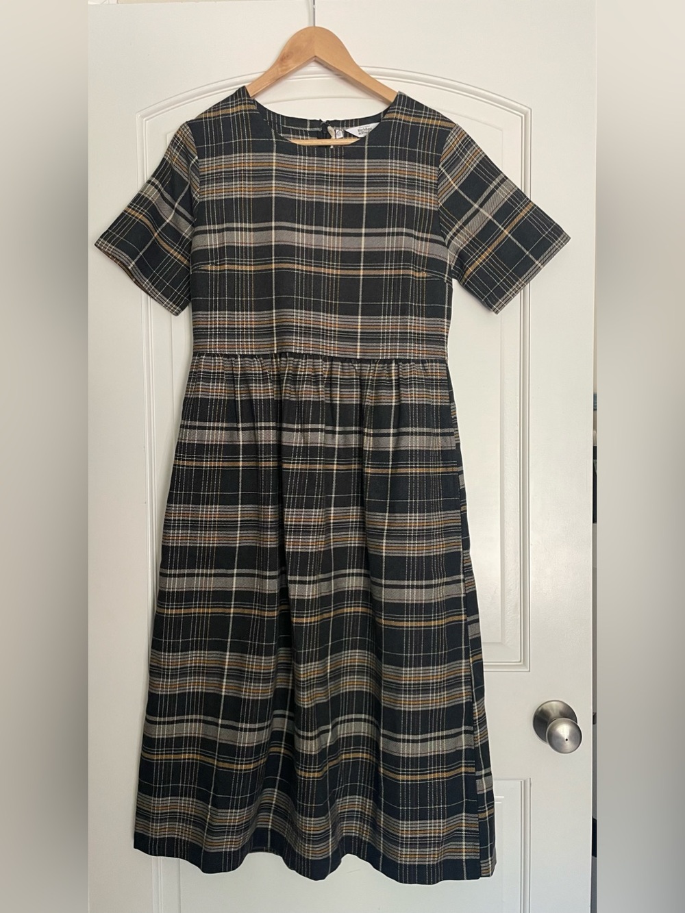 Bridge & Burn Perry Plaid Flannel Midi Dress Pockets Zip Cottagecore Size S